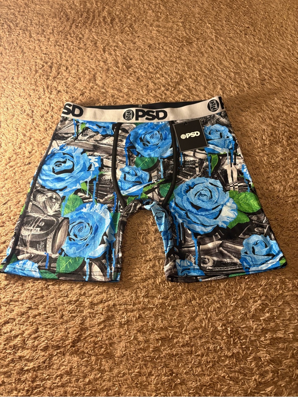 PSD Kids Blue Rose Print Performance Leggings